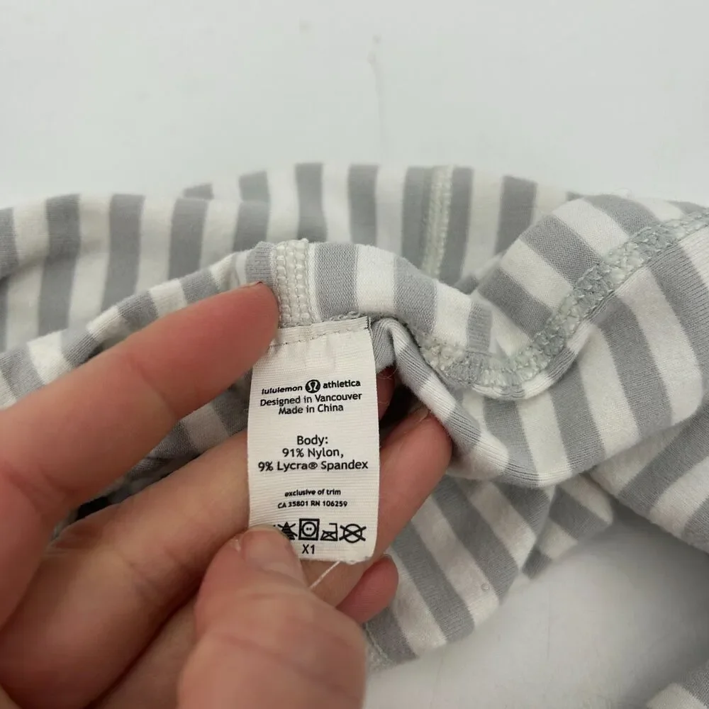 LULULEMON Gray White Striped Athleisure Soft Stretch Infinity Scarf One Size